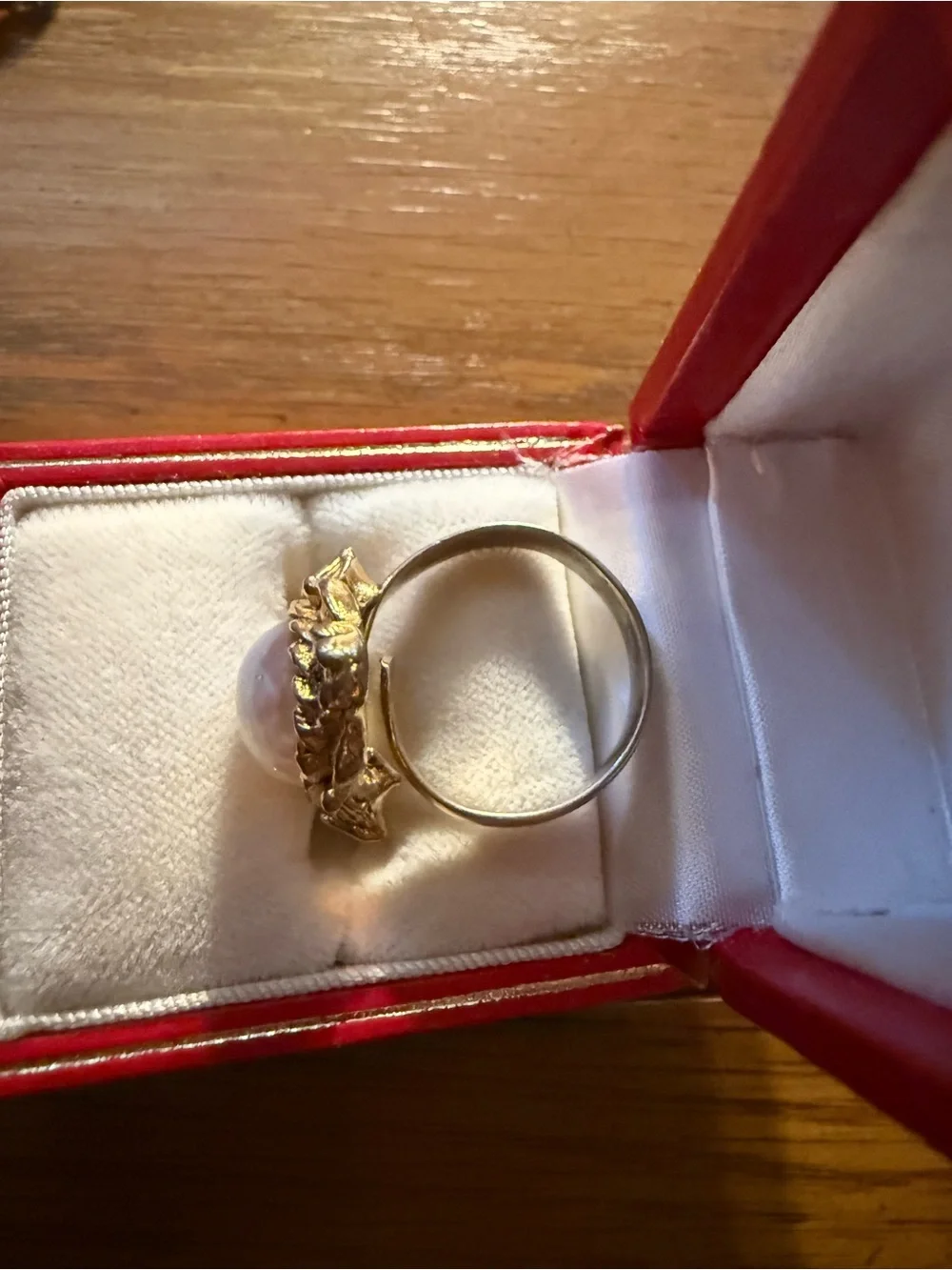 Vintage Avon Faux Opal Floral Statement Ring Gold Tone Adjustable 1970s